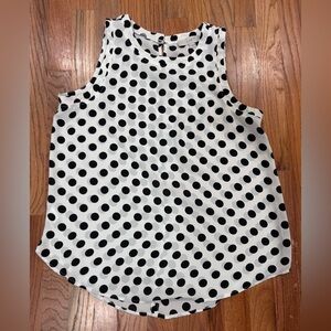 LOFT Women's Black & White Polka Dot Sleeveless Top M